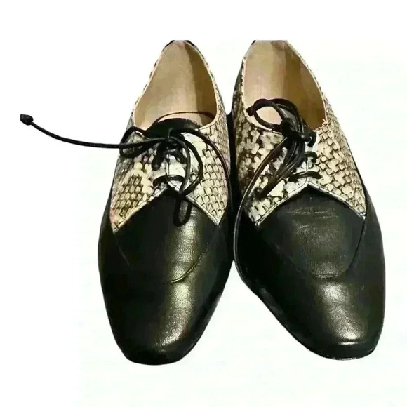 Lafayette 148 New York Leather Oxfords w/ Snakeskin Detail – EU 37.5 (US ~7) - Picture 5 of 8